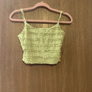 Ruffled Green Crop Top